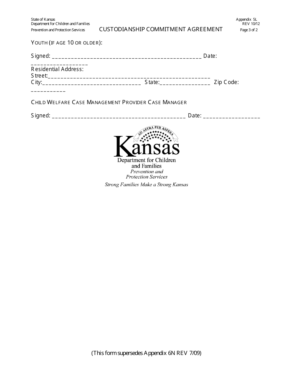 Appendix 5L Custodianship Commitment Agreement - Kansas, Page 3