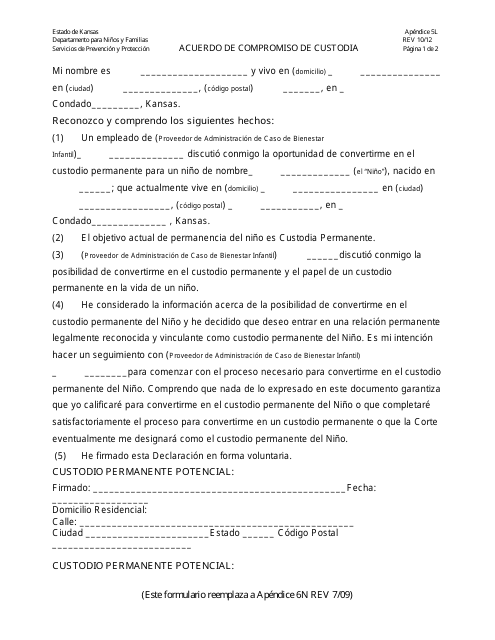 Apendice 5l - Acuerdo De Compromiso De Custodia - Kansas (Spanish) Download Pdf