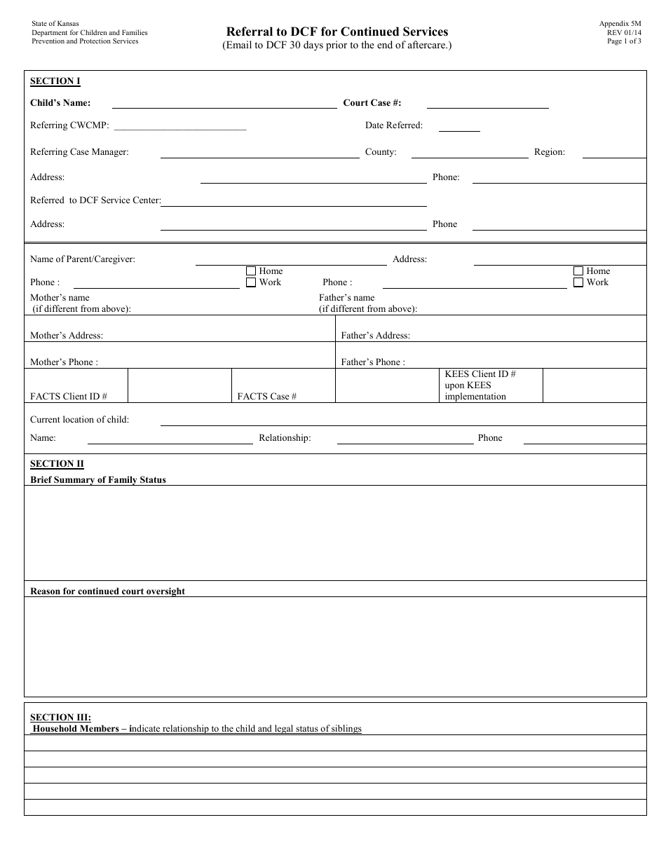 Kansas Referral to Dcf for Continued Services - Fill Out, Sign Online ...