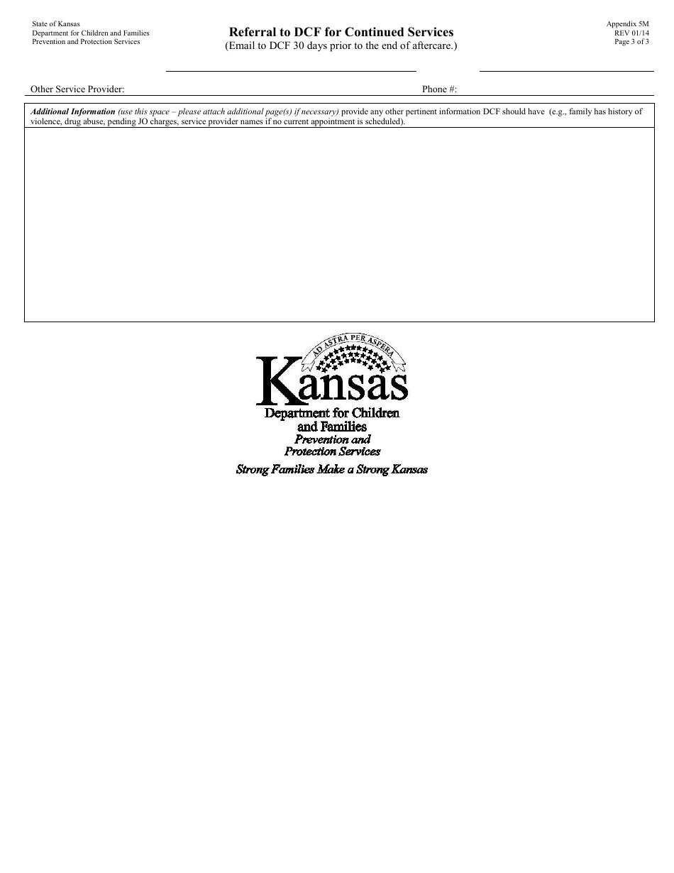 Appendix 5M Referral to Dcf for Continued Services - Kansas, Page 3