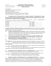 Document preview: Appendix 5Q Authorization to Disclosure Information Including Children's Individual Identifiable Health Information - Kansas