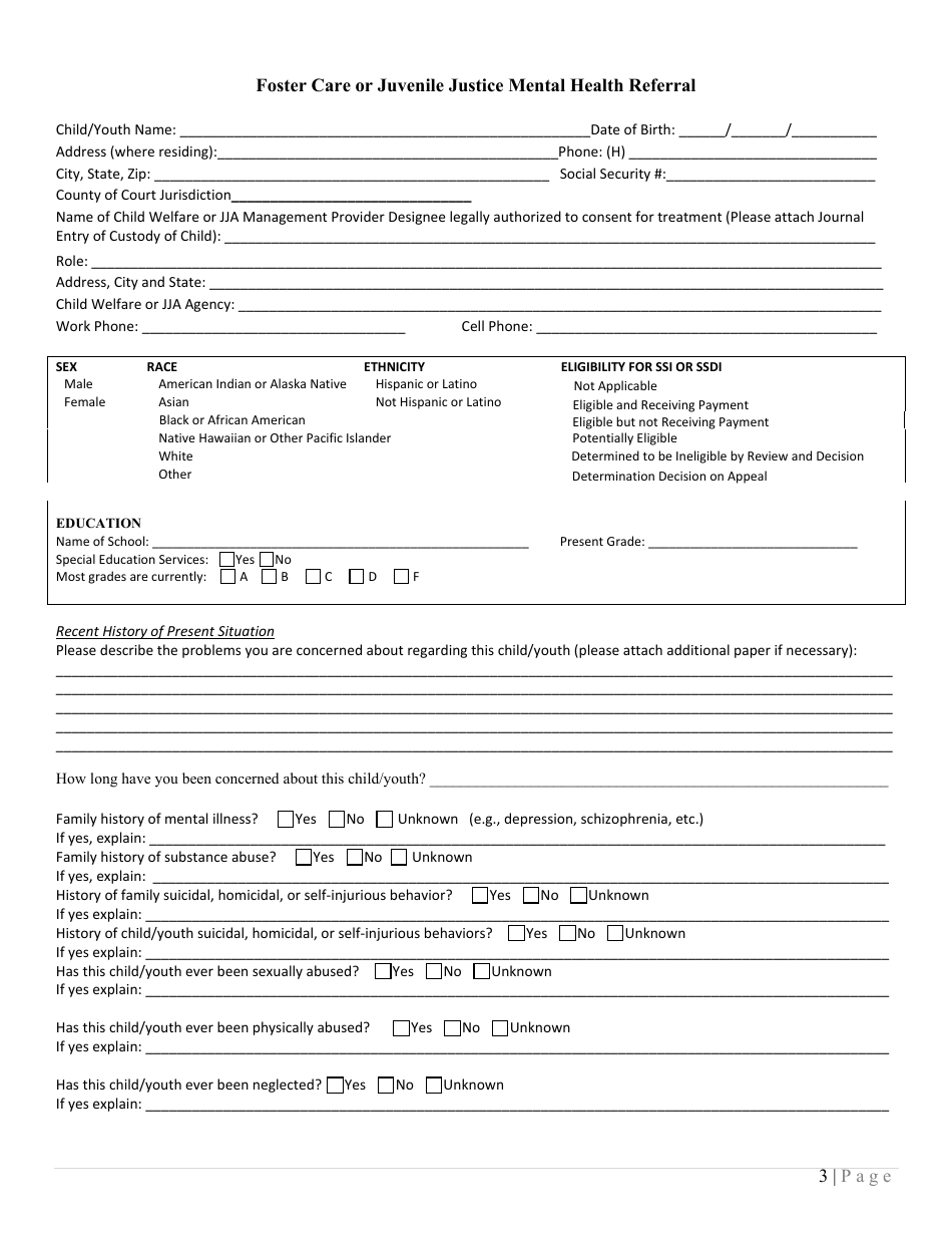 Referral Packet for Community Mental Health Services - Universal Child Welfare  Juvenile Justice - Kansas, Page 4