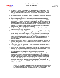 Form TC63-64 Pre-construction Conference Checklist - Kentucky, Page 13
