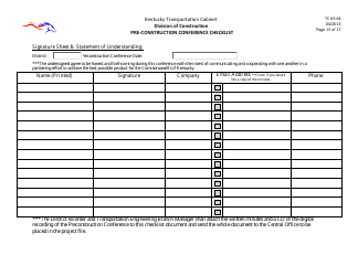Form TC63-64 Pre-construction Conference Checklist - Kentucky, Page 15