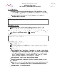 Form TC63-64 Pre-construction Conference Checklist - Kentucky, Page 4