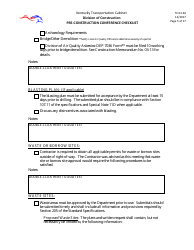 Form TC63-64 Pre-construction Conference Checklist - Kentucky, Page 5