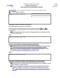 Form TC63-64 Pre-construction Conference Checklist - Kentucky, Page 8