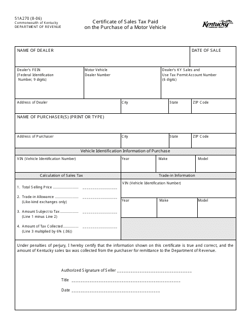 Form 51A270  Printable Pdf