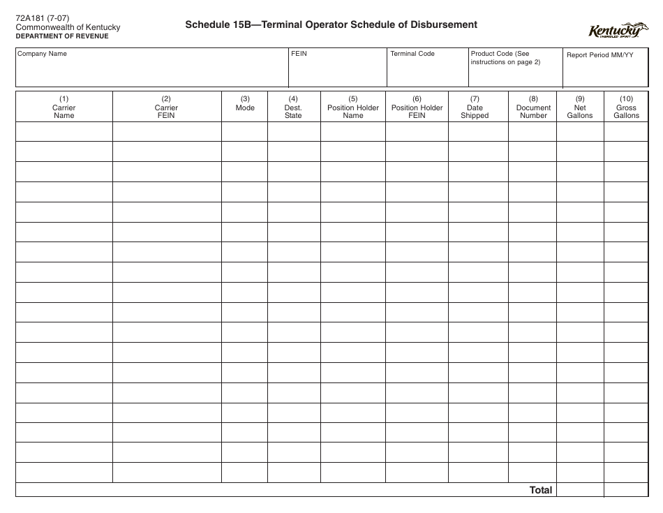 Form 72A181 Schedule 15B - Fill Out, Sign Online and Download Printable ...