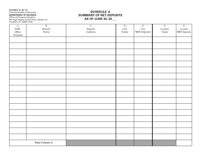 Form 62A863-A Schedule A  Printable Pdf