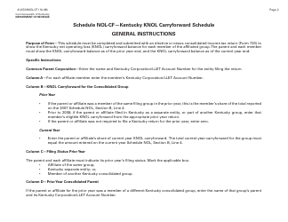 Form 720 Schedule NOL-CF Kentucky Knol Carryforward Schedule - Kentucky, Page 2