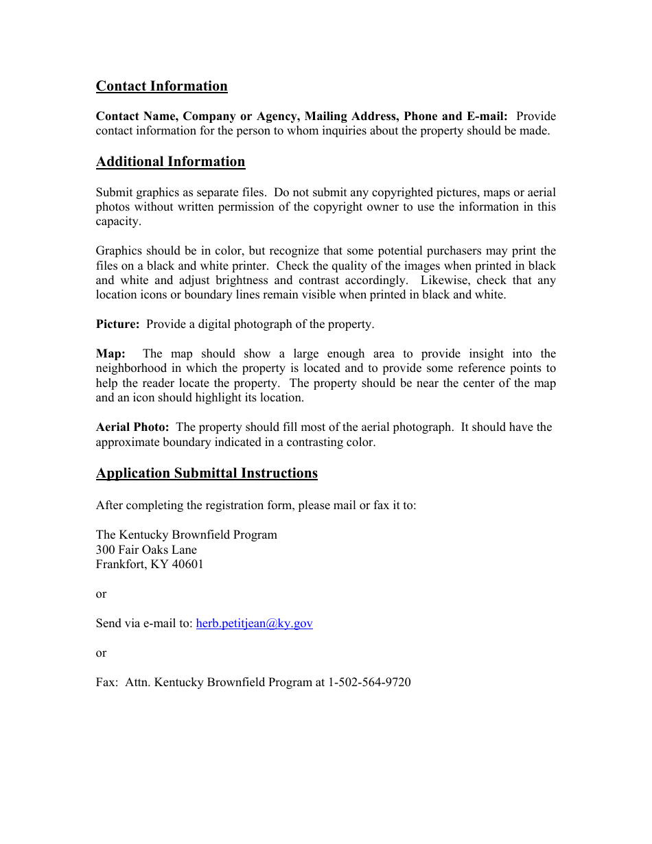 Instructions for Brownfield Inventory Submittal Form - Kentucky, Page 4