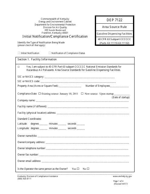 Form DEP7122  Printable Pdf