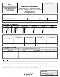 Form DEP REC Application for Reciprocity - Kentucky