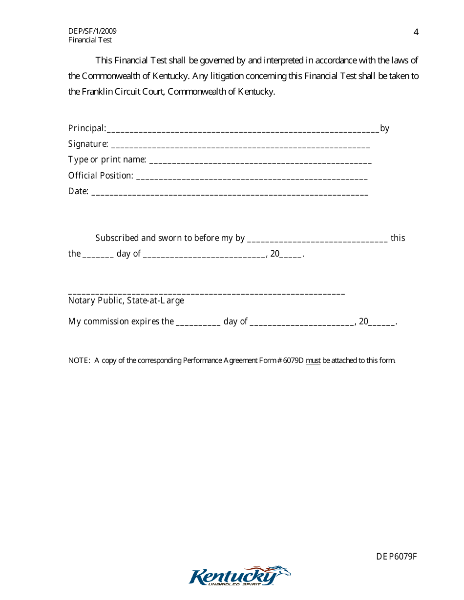 Form DEP6079F Financial Self-insurance Test - Kentucky, Page 4