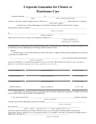 Document preview: Form DEP-6035H1 Corporate Guarantee for Closure or Postclosure Care - Kentucky