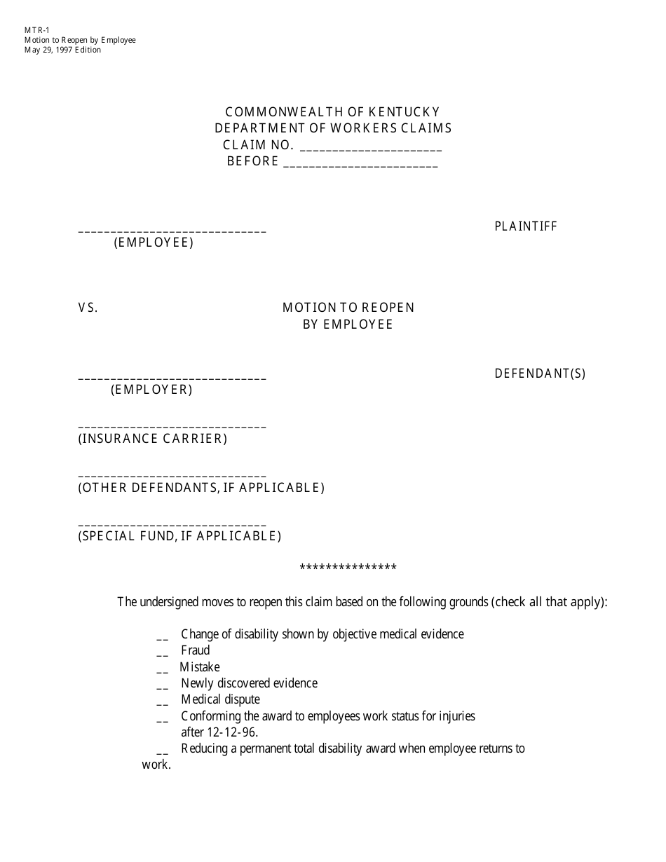 Form Mtr 1 Fill Out Sign Online And Download Printable Pdf Kentucky Templateroller