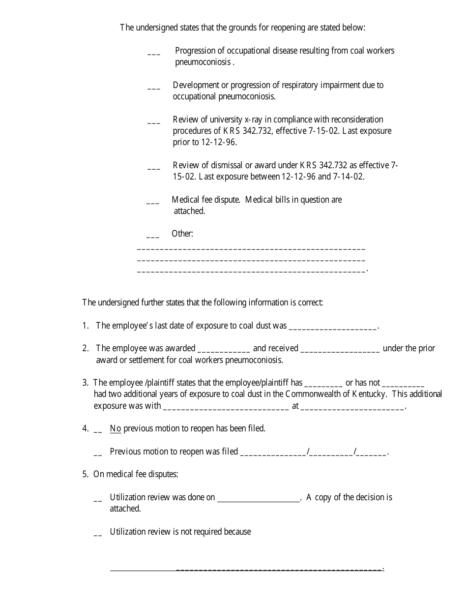 Form MTR-2 Motion to Reopen Krs 342.732 Benefits - Kentucky, Page 2