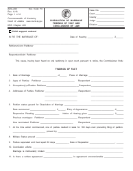 Document preview: Form AOC-245 Dissolution of Marriage Findings of Fact and Conclusions of Law - Kentucky