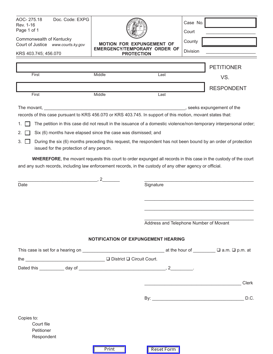 Form AOC-275.18 - Fill Out, Sign Online and Download Fillable PDF ...