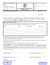 Document preview: Form AOC-331 Application for Deferred Prosecution - Kentucky