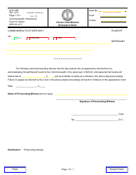 Document preview: Form AOC-485 Prosecuting Witness Appearance Bond - Kentucky
