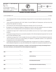 Form AOC-JV-53 Informal Adjustment Agreement and Order - Kentucky