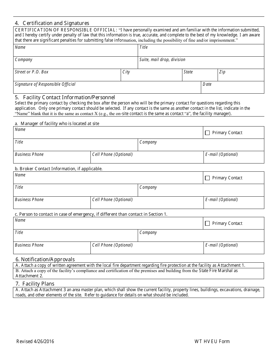 High Volume End Use Facility Application Form - Louisiana, Page 2