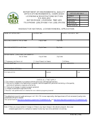 Form RAD-40 &quot;Radioactive Material License Renewal Application&quot; - Louisiana