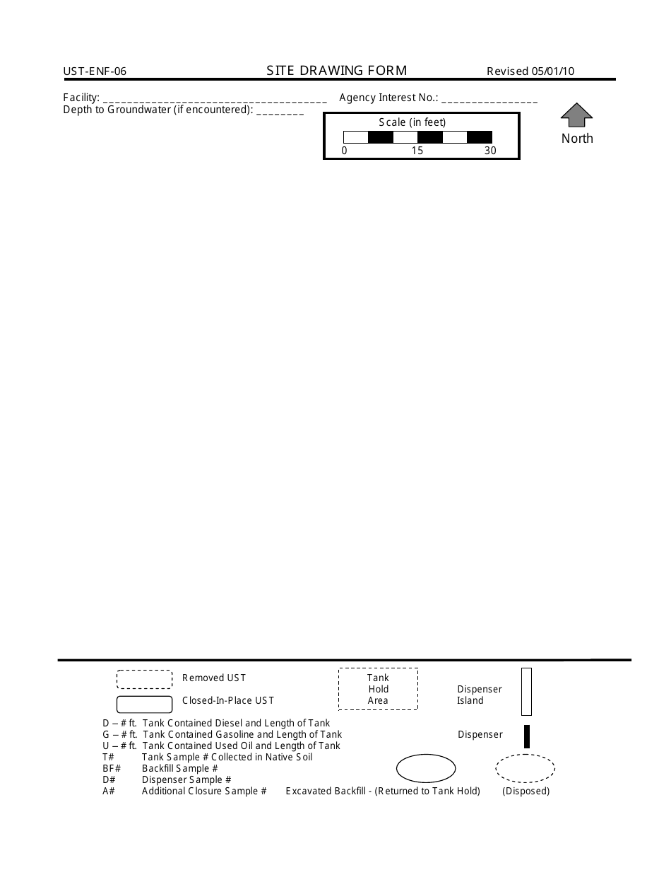 Form UST-ENF-06 Site Drawing Form - Louisiana, Page 1