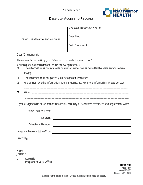 Form 204P  Printable Pdf