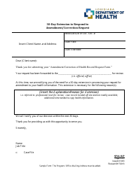 Document preview: Form 302P 30-day Extension to Respond to Amendment Request - Sample - Louisiana