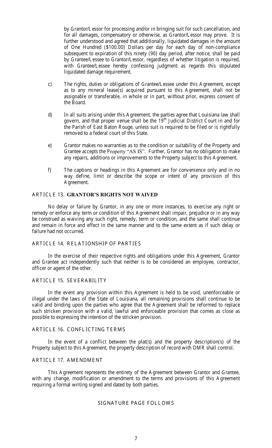 Exclusive Geophysical Agreement Form - Louisiana, Page 7