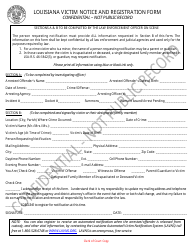 Document preview: Louisiana Victim Notice and Registration Form - Louisiana