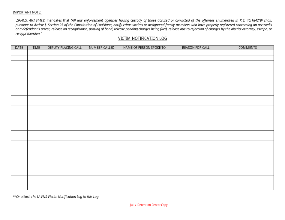 Louisiana Victim Notice and Registration Form - Louisiana, Page 8