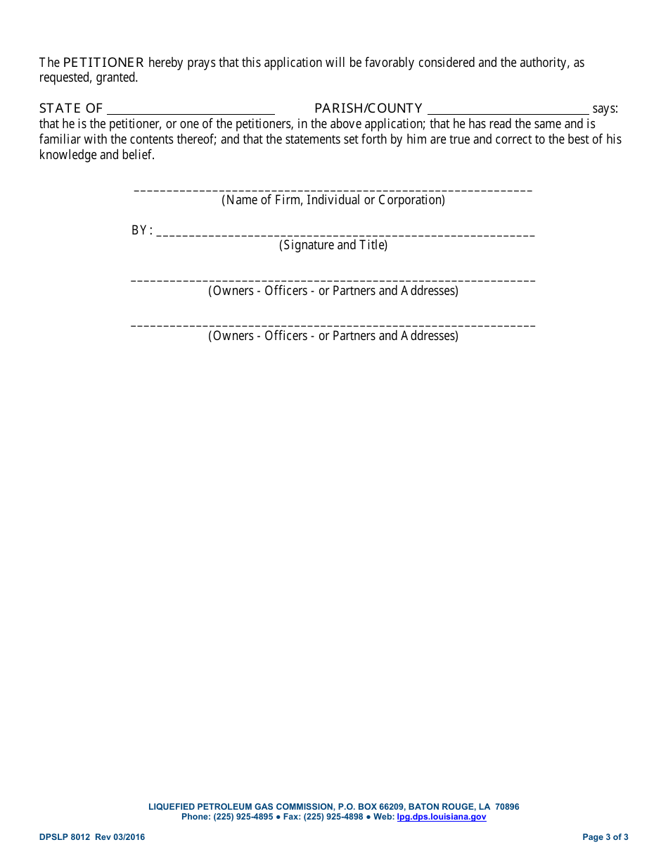 Form DPSLP8012 Registration for Master Plumber / Mechanical Contractor - Louisiana, Page 3