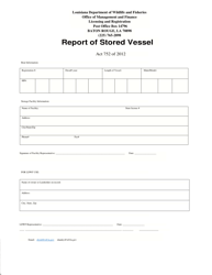 &quot;Report of Stored Vessel&quot; - Louisiana