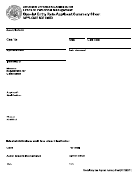 Document preview: Special Entry Rate Applicant Summary Sheet - Applicant Not Hired - Arkansas