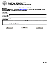 Document preview: Anticipation to Award Posting Request Form - Arkansas