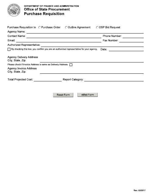 Service Bureau Purchase Requisition Form - Arkansas