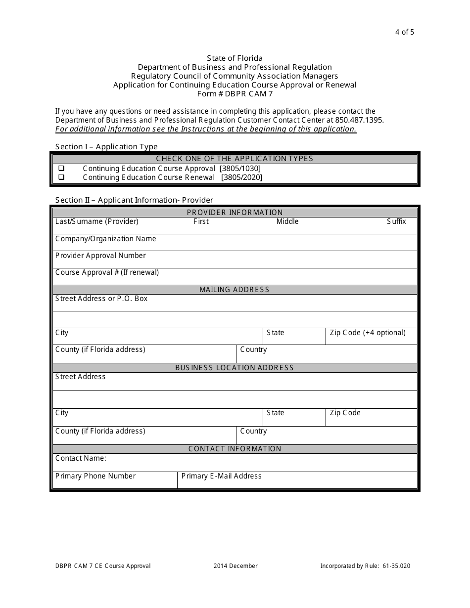 Application for Continuing Education Course Approval or Renewal - Florida, Page 4