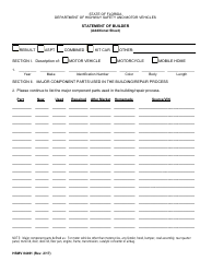 Document preview: Form HSMV84491 Statement of Builder (Additional Sheet) - Florida