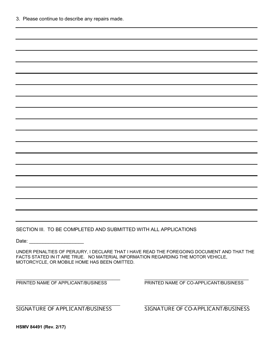 Form HSMV84491 Statement of Builder (Additional Sheet) - Florida, Page 2