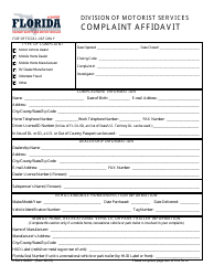 Form HSMV84901 Complaint Affidavit - Florida