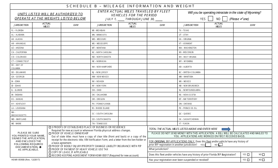 Form HSMV85900 Florida Application - International Registration Plan - Florida, Page 2