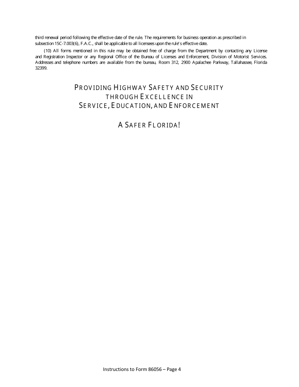 Form HSMV86056 Application for a License as a Motor Vehicle, Mobile Home or Recreational Vehicle Dealer - Florida, Page 10
