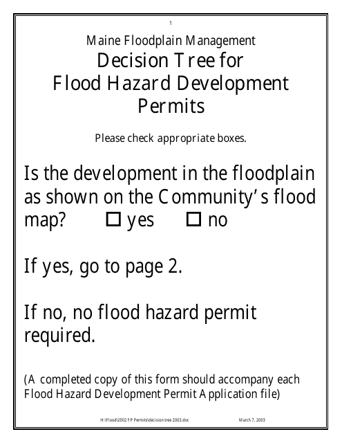 Decision Tree for Flood Hazard Development Permits - Maine Download Pdf