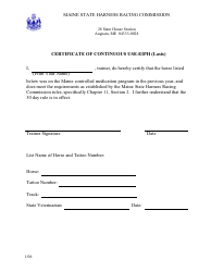 &quot;Certificate of Continuous Use - Eiph (Lasix)&quot; - Maine