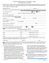 Visitor Application Form - Maine