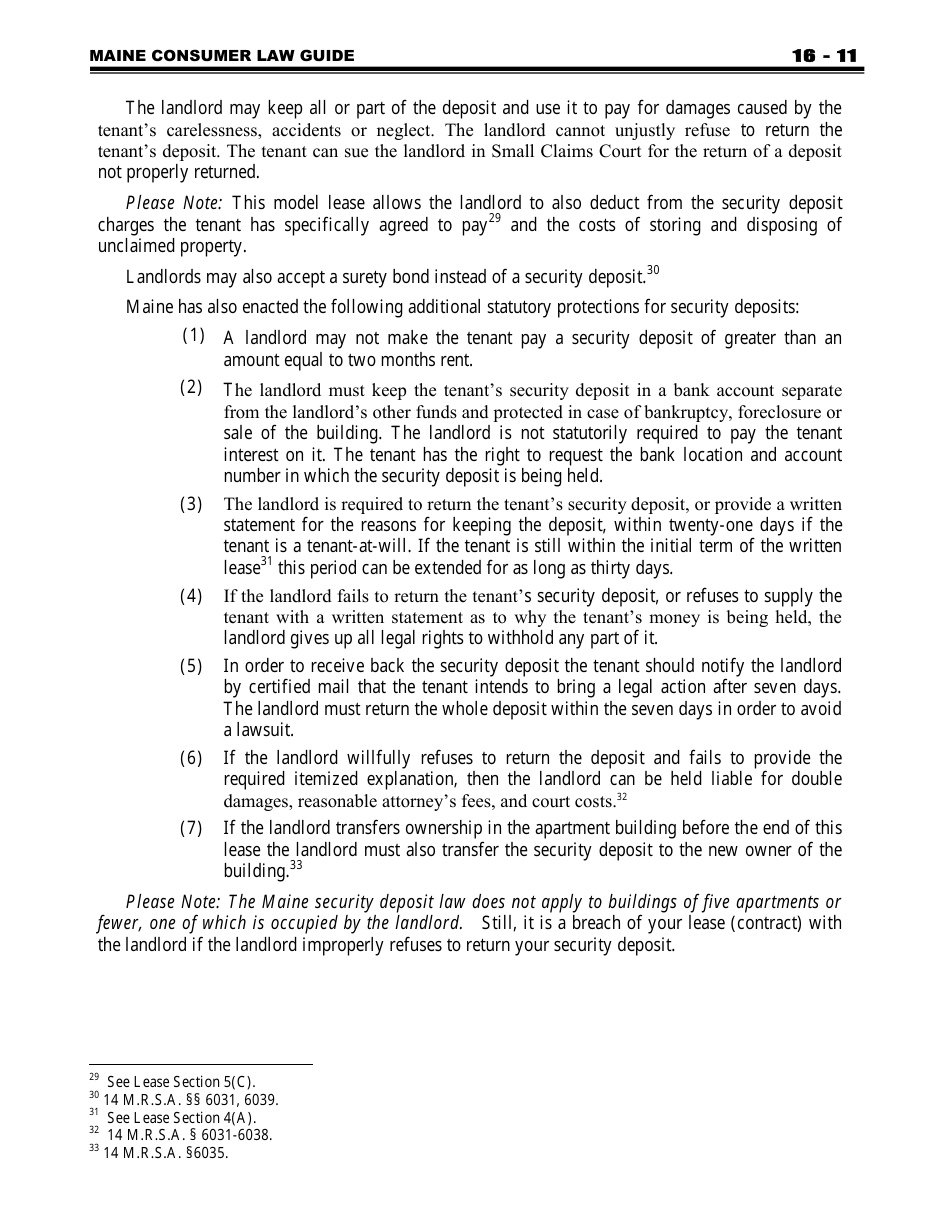 Attorney Generals Model Landlord-Tenant Lease - Maine, Page 11